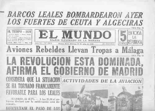 Diario El Mundo  - 26 De Julio/1936 - Guerra Civil Española