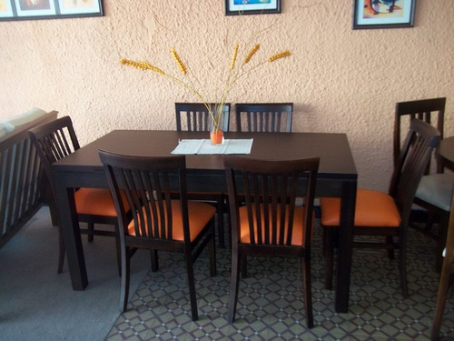 Juego De Comedor- Mesa Extensible- 6 Sillas - Madera Maciza