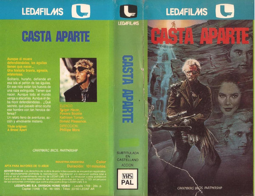 Casta Aparte Vhs Rutger Hauer Kathleen Turner A Breed Apart