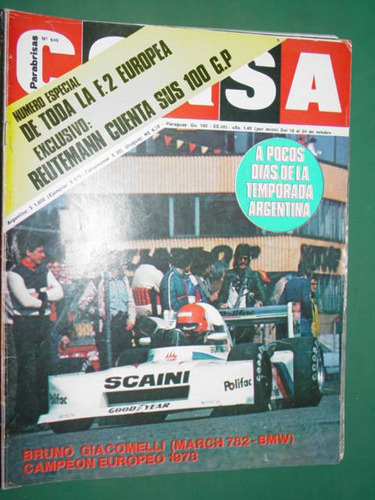 Revista Corsa 646 Giacomelli Campeon Europeo 1978 Reutemann