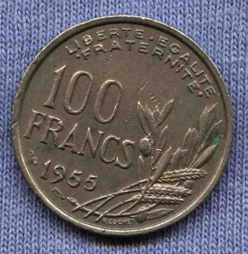 Imagen 1 de 2 de Francia 100 Francs 1955 * Casi Sin Circular *