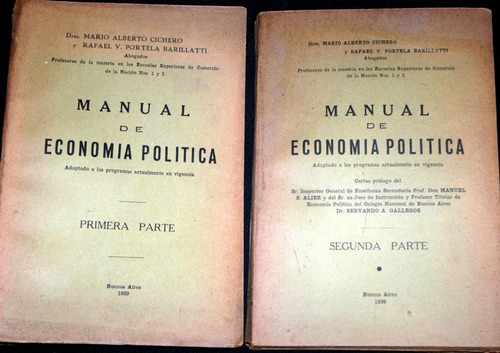 Manual De Economia Politica  2 Tomos -  Cichero - Barillatti