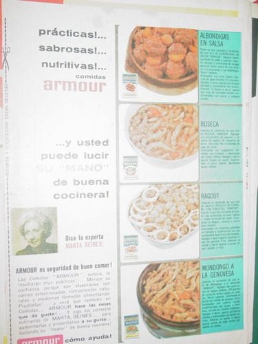 Publicidad Antigua Armour Comidas Recetas Buseca Mondongo