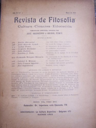 Revista De Filosofia * Año 9 Nº 3 * Mayo De 1923 *