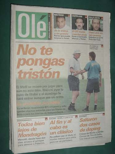 Diario Ole 27/11/98 Boca Independiente Lanus Talleres Salta