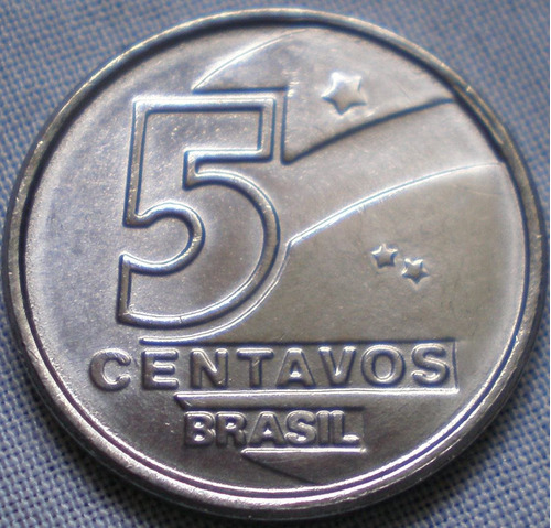 Brasil 5 Centavos De Cruzado Novo 1989 Acero Inoxidab Km#612