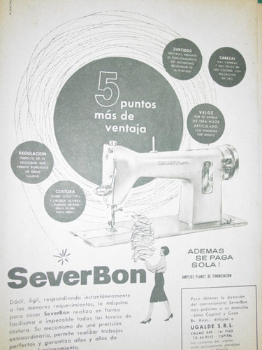 Publicidad Antigua Maquina Coser Sewing Machine Severbon