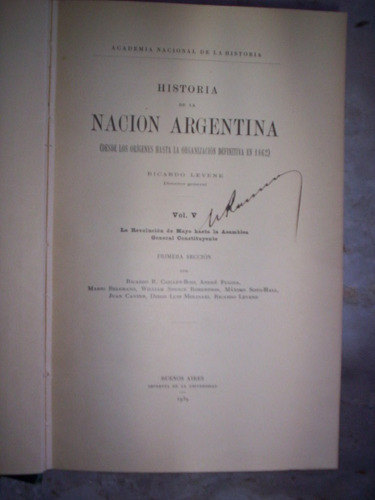Historia De La Nacion Argentina Vol 5 Ricardo Levene 1939