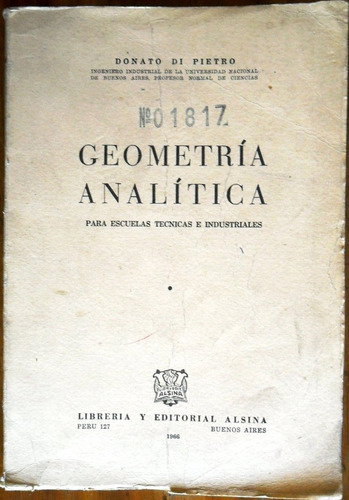 Geometria Analitica De Donato Di Pietro  Usado 1966
