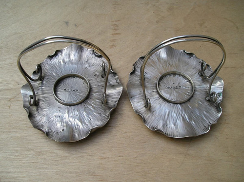 2 Antiguas Canastas En Metal Selladas  Elkington  Mide 18x16