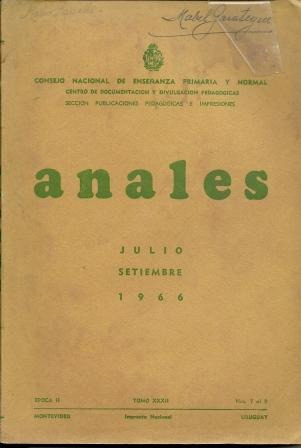 Anales Julio Setiembre 1966- Cnepyn-  Impecable Educacion