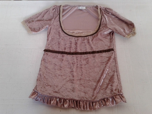 Remera Manga Corta De Plush Rosa Viejo Y Marron Talle S