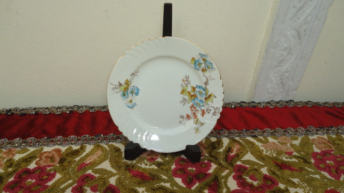 Fino Plato Limoges Antiguo Diseño Con Flores Y Ondas Vealo