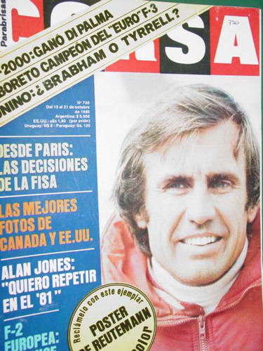 Revista Corsa 750 Alan Jones F2 Henton Formula Uno Salonen