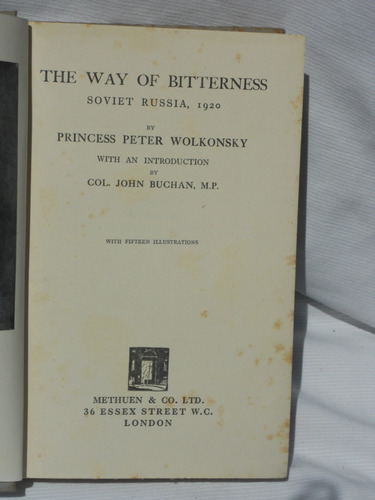 The Way Of Bitterness Princess Peter Wolkonsy Methuen & Co