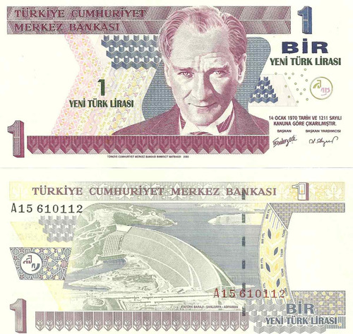 Billete Turquia 1 Nueva Lira Año 2005 Sin Circular