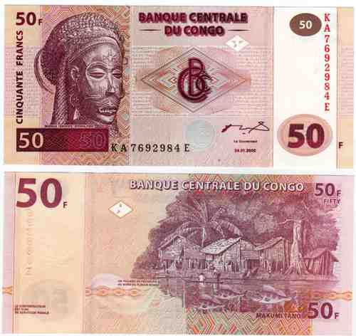 Billete Congo 50 Francos Año 1990 Catalogo 45 Dolares Oferta