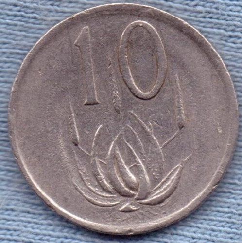 Imagen 1 de 2 de Sudafrica 10 Cents 1983 * Planta De Aloe *