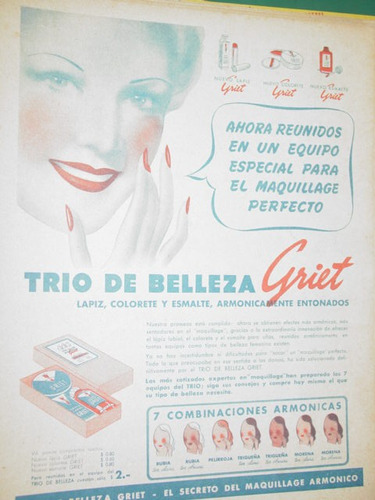 Publicidad Antigua Cosmeticos Productos Belleza Griet Trio