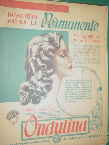 Publicidad Antigua Ondulina Hagase La Permanente Peluqueria