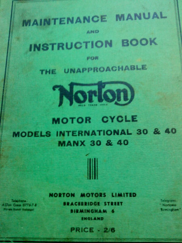 Libro-manual 100% Original: Norton International-manx 30/40