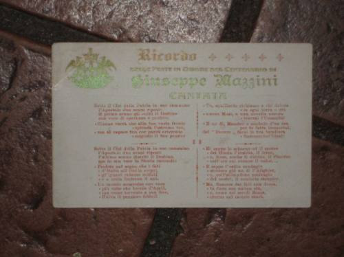 Masoneria Antigua Postal Cantata Giuseppe Mazzini Italia