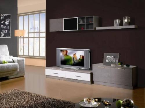 Modulo Mesa Lcd Led 2 Cajones Vajillero Repisa Colgante