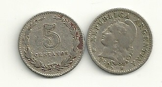 Moneda Argentina Niquel 5 Centavos Año 1906 Buena