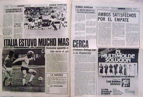 Imagen 2 de 4 de Diario Popular 15 De Junio 1978 * Mundial Argentina 1978 *