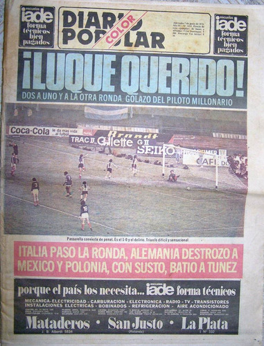 Diario Popular 7 De Junio 1978 * Mundial Argentina 1978 *