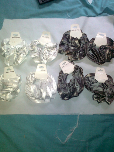 Colitas En Tela Tipo Seda - Marrones,negras,grises Y Blancas