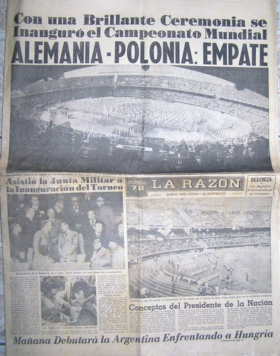 La Razon 1 De Junio 1978 * Mundial Argentina 1978 *