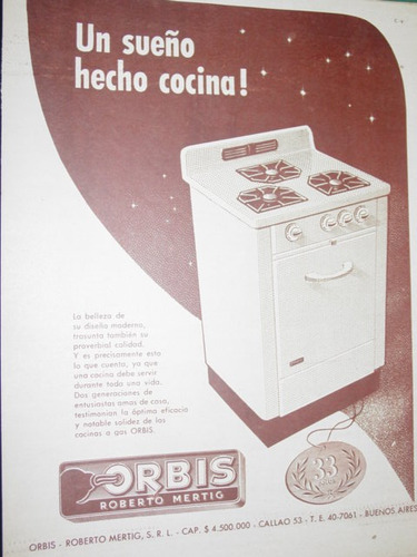Publicidad Antigua Cocinas Orbis Sueño Hecho Cocina Mertig