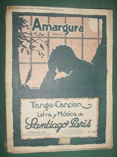 Partitura Tango Amargura Letra Musica Santiago Paris Arrabal