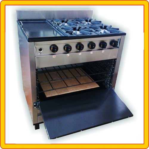 Imagen 4 de 4 de Cocina Pevi 4 H + Plancha Acero Inox 85 Cm Rejas Fundicion