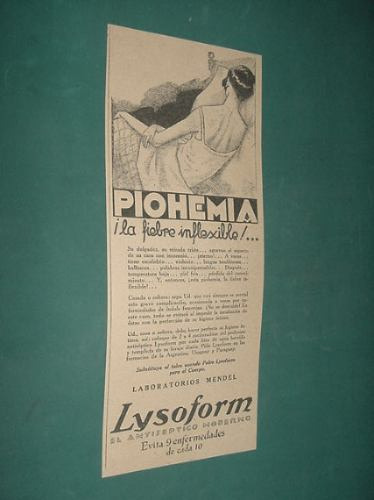 Publicidad- Lysoform Antiseptico Moderno Piohemia Mendel