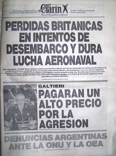 Clarin 2 De Mayo 1982 * Guerra De Malvinas *