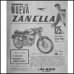 Publicidad Moto Zanella 125 Ss Año 1961