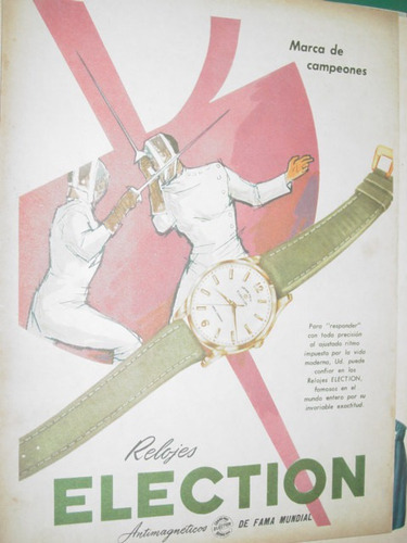Publicidad Antigua Relojes Election Antimagneticos Esgrima