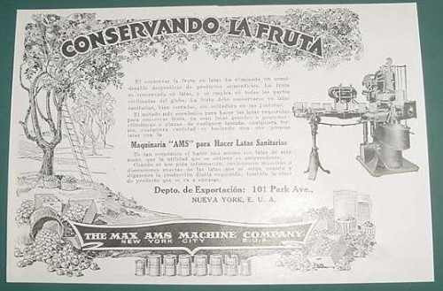 Publicidad Antigua Decada 1920 Maquina Enlatado Latas Conser