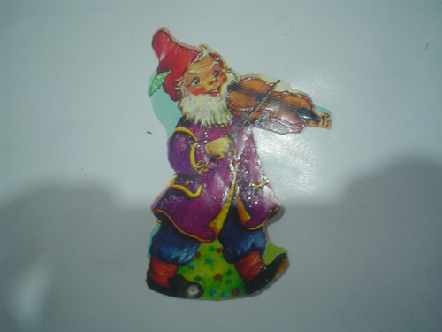 Figurita Cromo Relieve Gnomo Duende Enano Violinista Violin