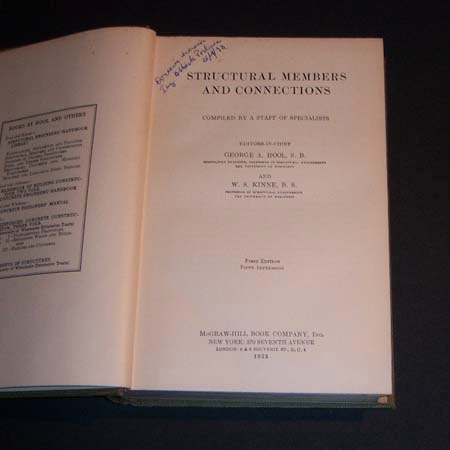 Structural Members And Connections . Hool . Kinne . 1923