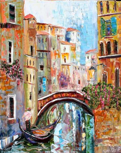 Lamina 45 X 30 Cm. - Gondola Y Puente De Venecia Italia