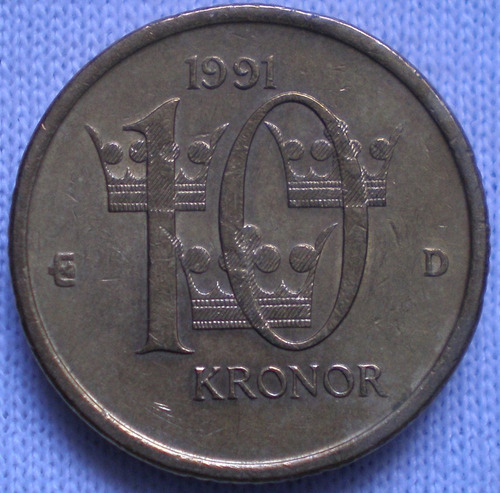 Suecia 10 Kronor Años 1991 D Y 1992 D 10 Coronas Km#877 Xf