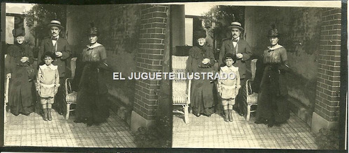 Ff05 Familia Foto Estereoscopica Circa 1890 1900 Antigua