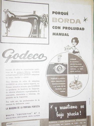Publicidad Antigua Maquina Coser Sewing Machine Godeco Mod2