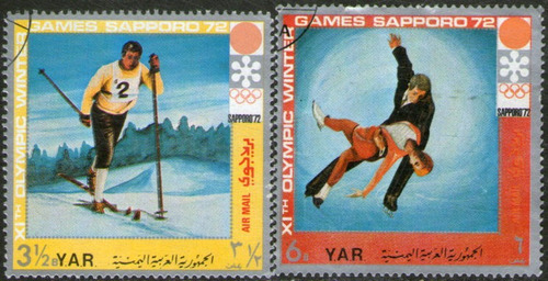 Yemen (y.a.r.) 2 Sellos Aéreos Olimpíadas = Sapporo Año 1971