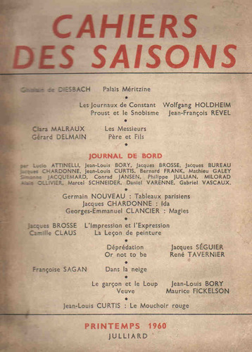 Revista Cahiers Des Saisons Nº 21 ( París, 1960) / M. Proust
