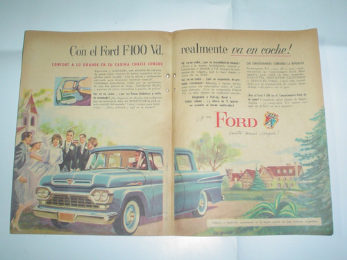 Ford F-100 Cabina Chaise Longue Camioneta Publicidad 1961