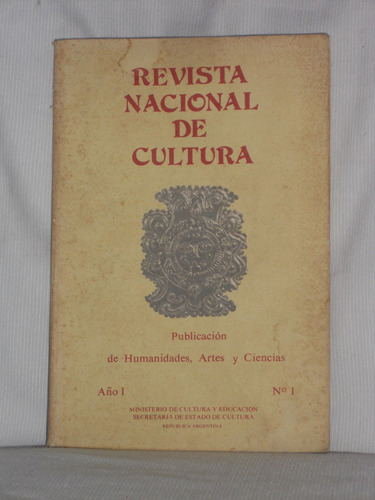 Imagen 1 de 1 de Revista Nacional De Cultura. Año 1 Nº 1.